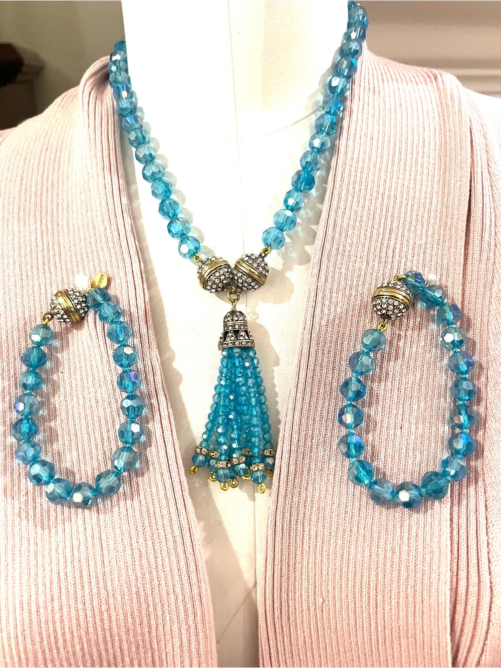 Heidi Daus Magnetic 🆕 Aqua Blue 4 piece combo Endless Possibilities Necklace